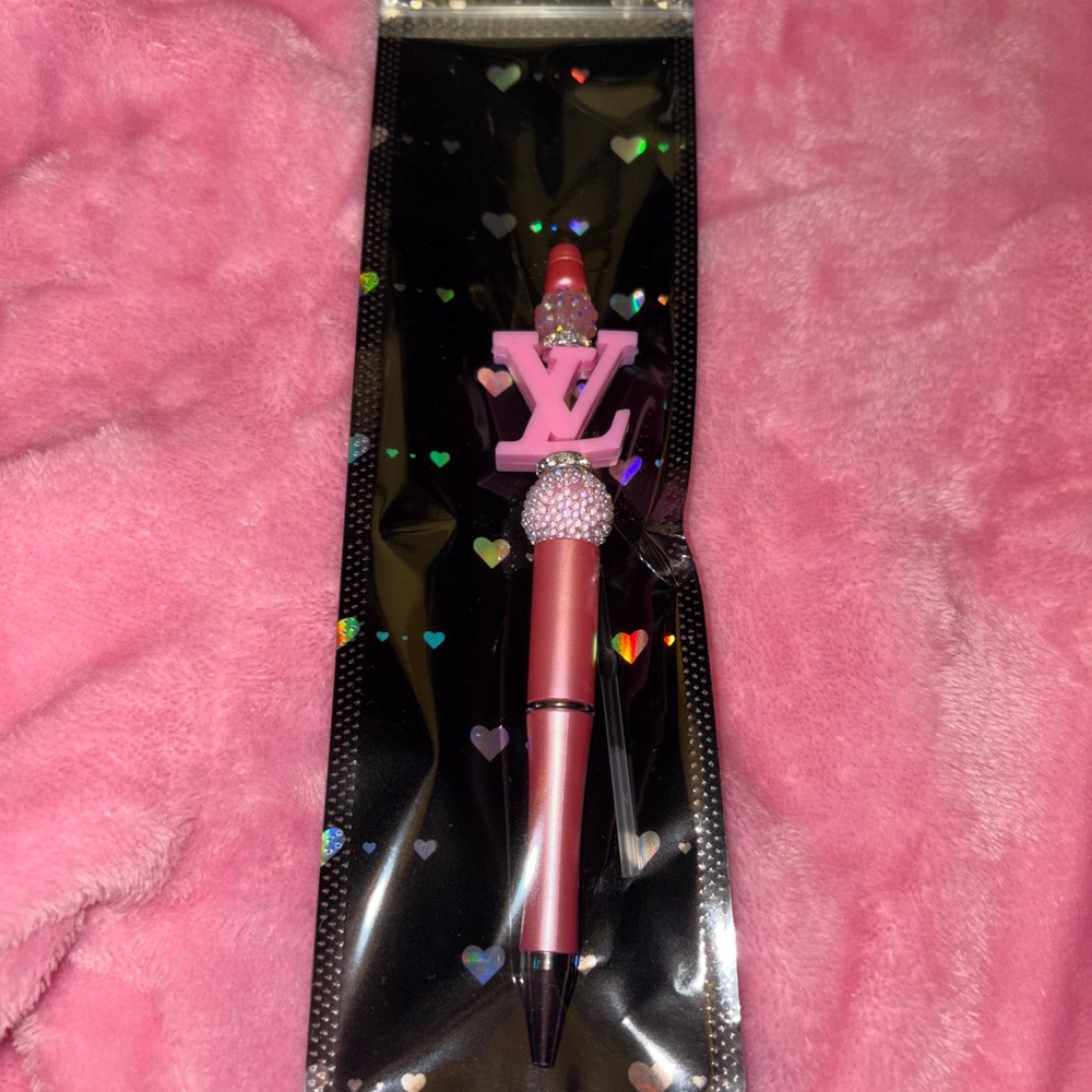 Pink Designer-Inspired Pen with Charm